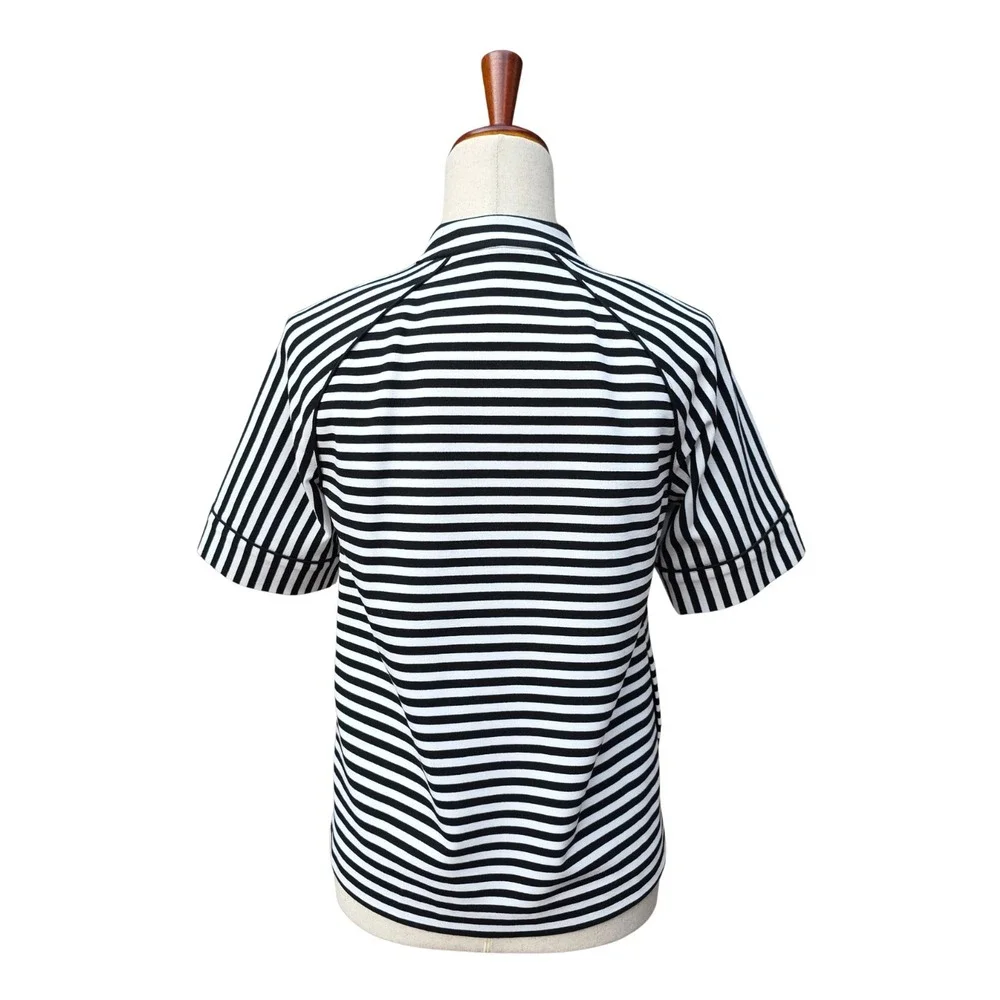Lafayette 148 Jacket Small Petite Striped Short Sleeve Minimalist‎ Quiet Luxury